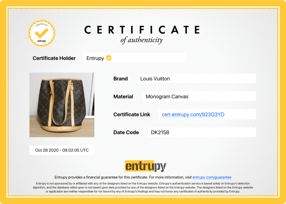 Check a certificate - Entrupy