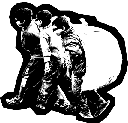 Youth carrying bags