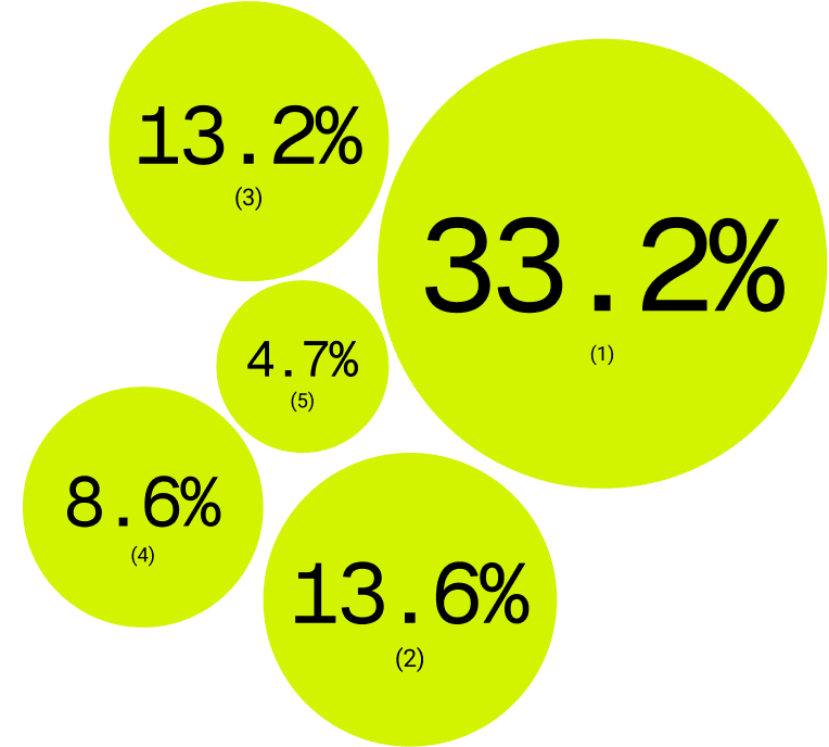 Bubble chart showing top luxury brands by authentication volume: Louis Vuitton 33.2%, Gucci 13.6%, Chanel 13.2%, Prada 8.6%, Dior 4.7%
