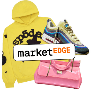 MarketEdge — hoodie, sneaker and luxury bag collage