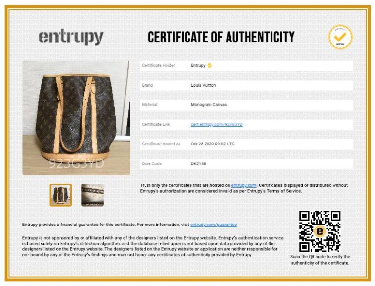 Upgraded certificate of authenticity coming soon entrupy